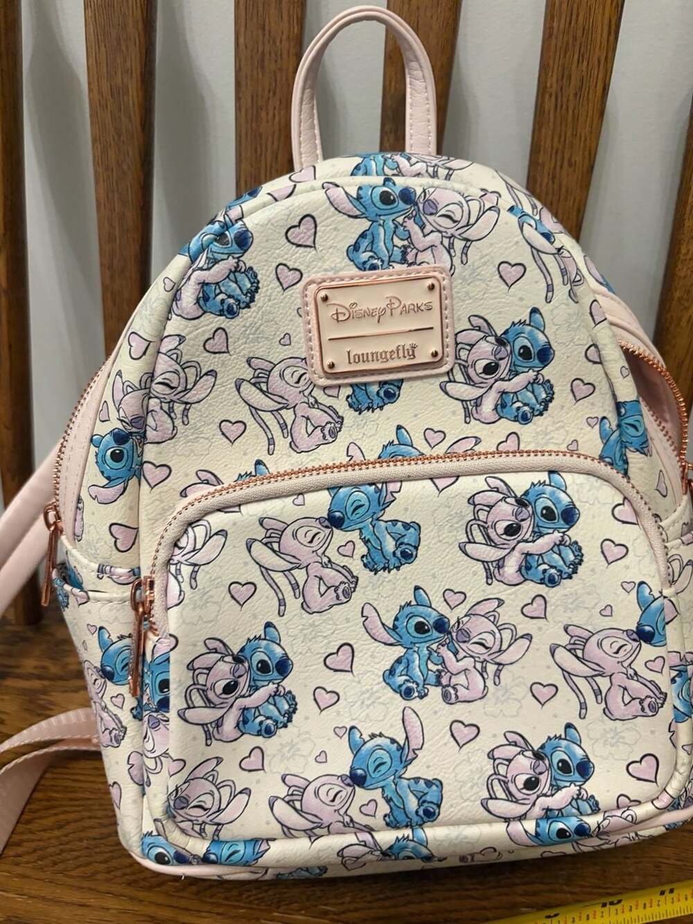Disney Parks Loungefly Stitch & Angel Hearts Mini Backpack